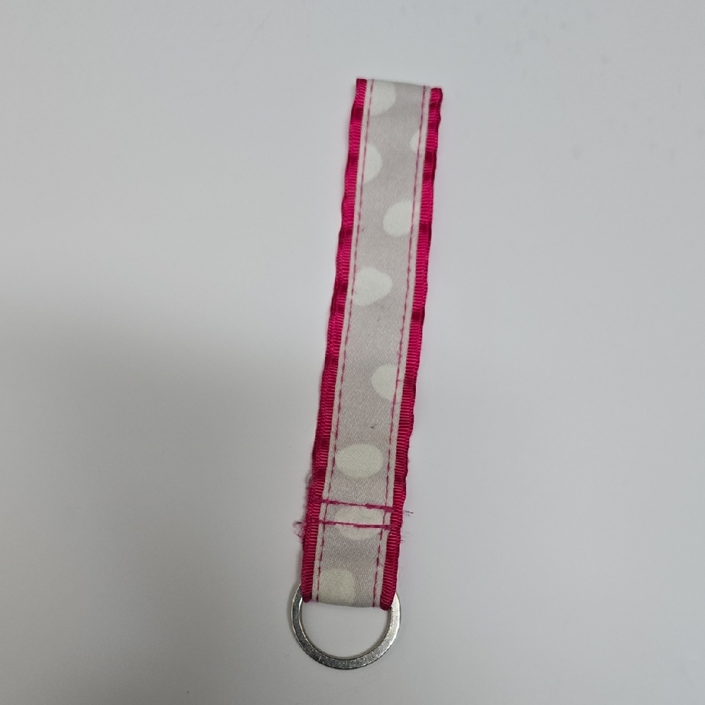 Pink and White Polka Dot Keychain